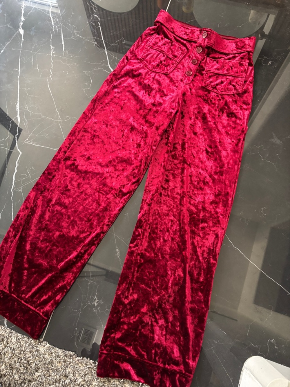 HALARA High Waisted Pockets Straight Leg Velvet Casual Pants